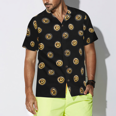 Golden Black Dogecoin Hawaiian Shirt - Hyperfavor