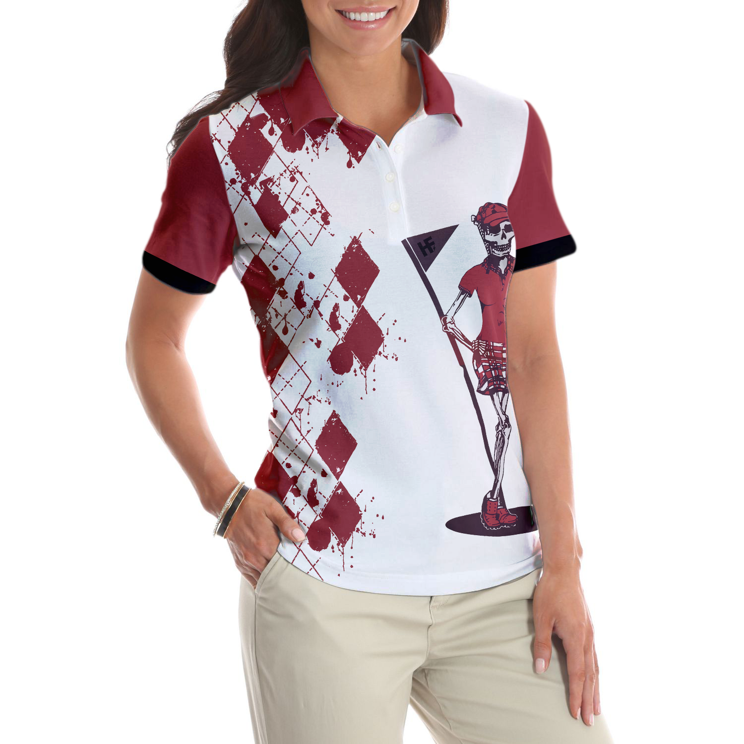 Golf Nine And Drink Wine Short Sleeve Women Polo Shirt - Hyperfavor