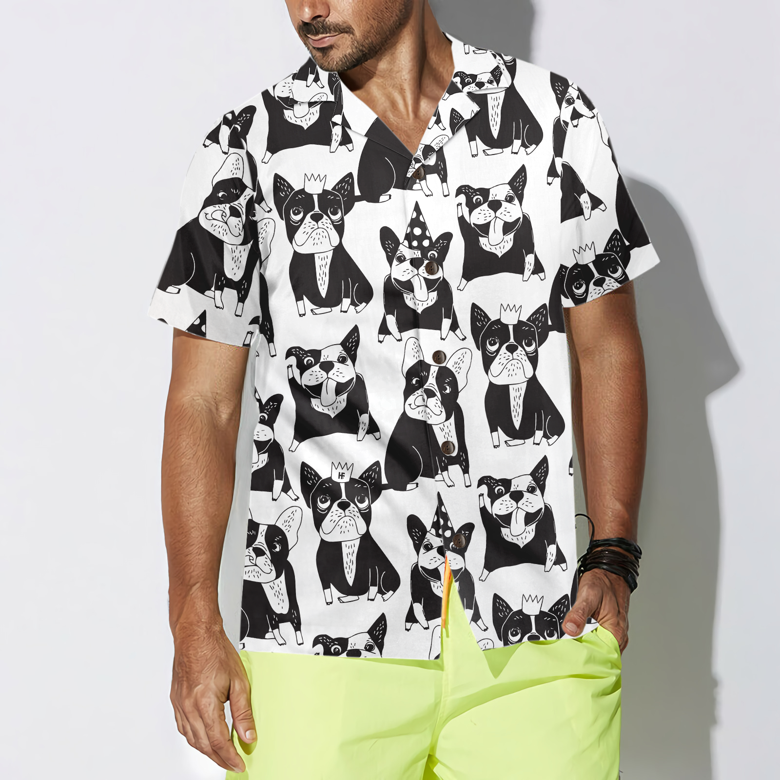 Happy French Bulldog Hawaiian Shirt - Hyperfavor