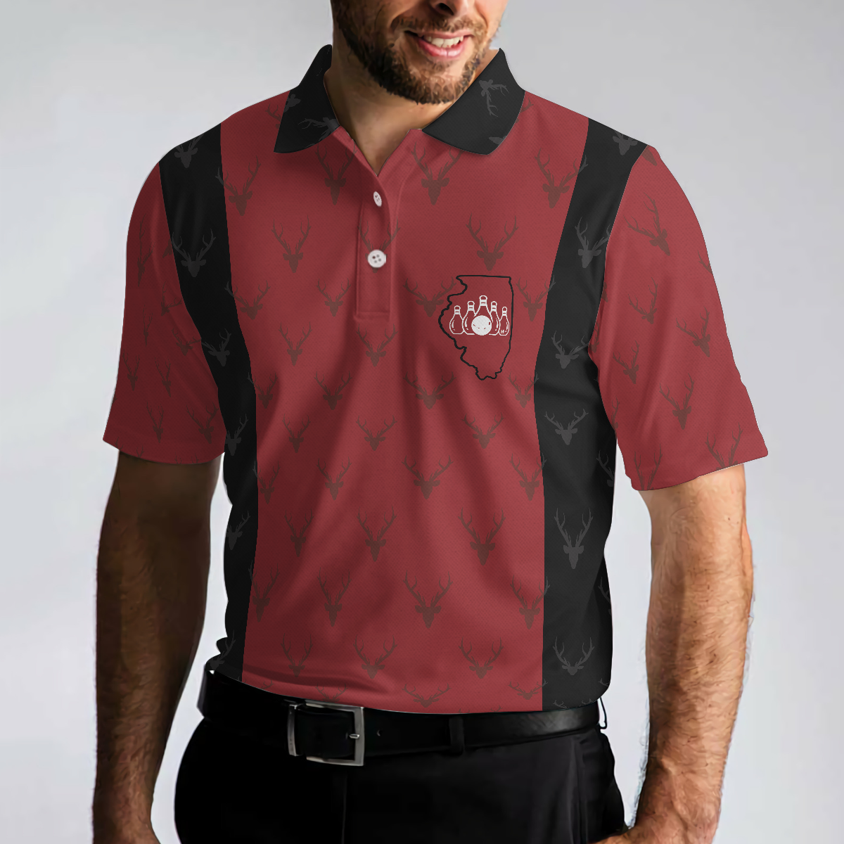 My Bowling Technique Illinois Bowling Polo Shirt, Red And Black Bowling Shirt For Men - Hyperfavor