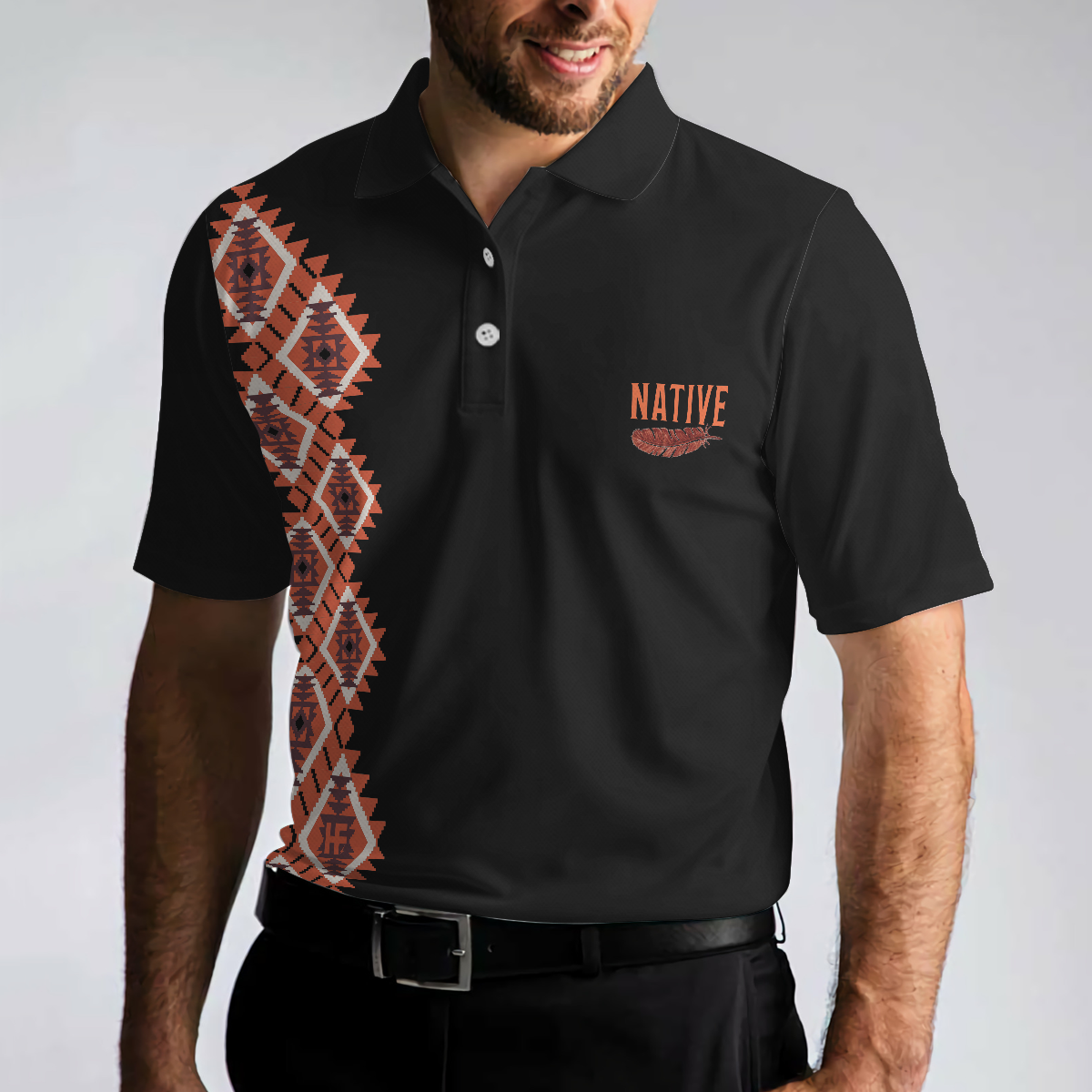 Native Blood Runs Through My Vein Men Polo Shirt, Cherokee Pattern Shirt For Male, Gift For American Lovers - Hyperfavor