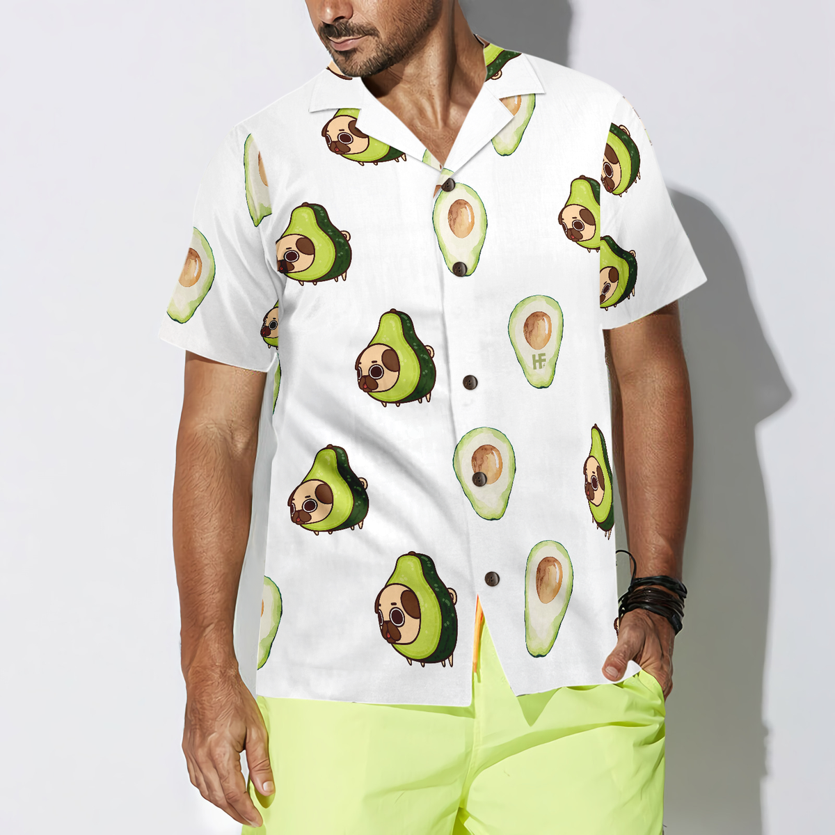 Pug And Avocado Seamless Dogs Hawaiian Shirt - Hyperfavor