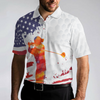 Golf Swing Abstract with American Flag Men Polo Shirt - Hyperfavor