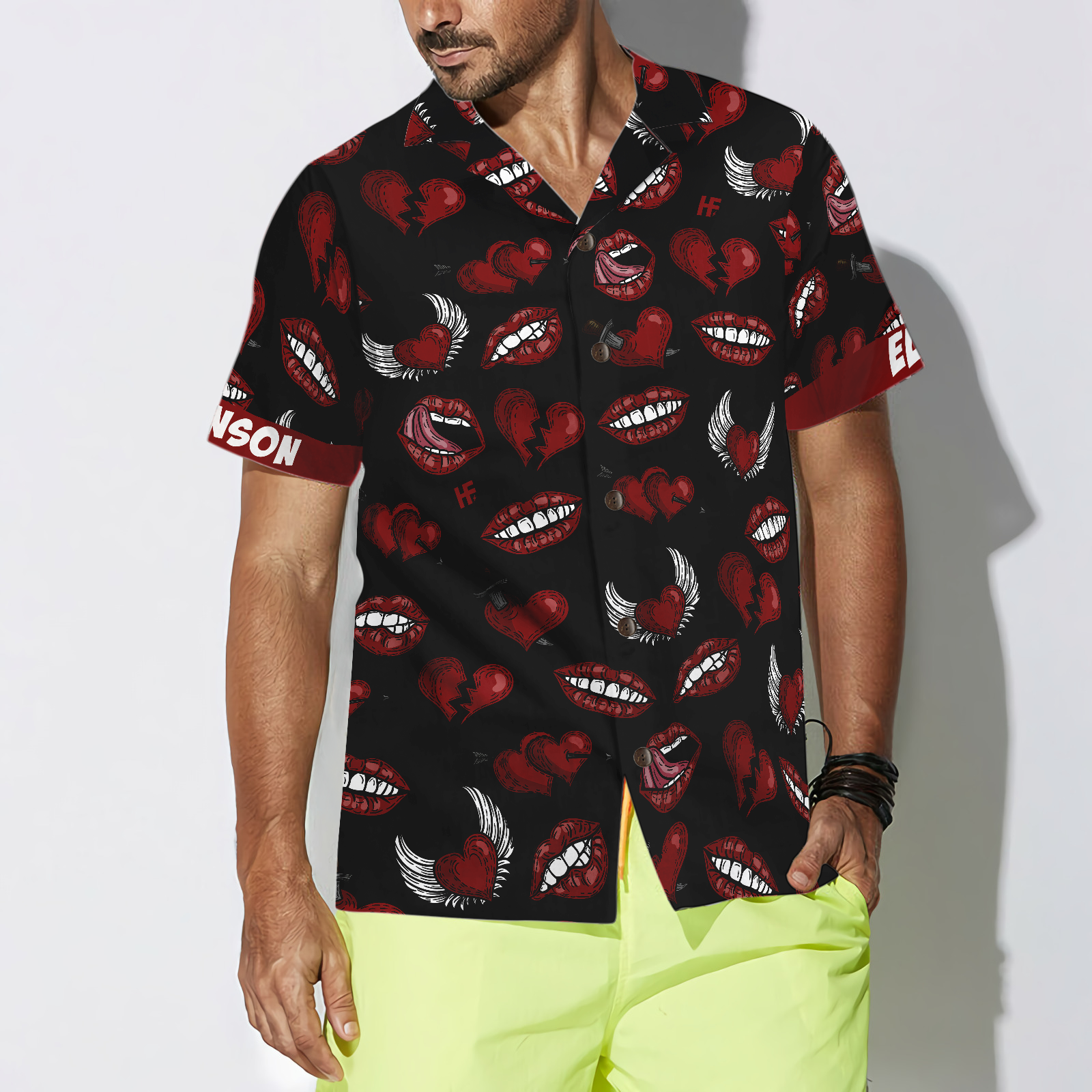 Black Valentine Seamless Pattern Custom Hawaiian Shirt - Hyperfavor