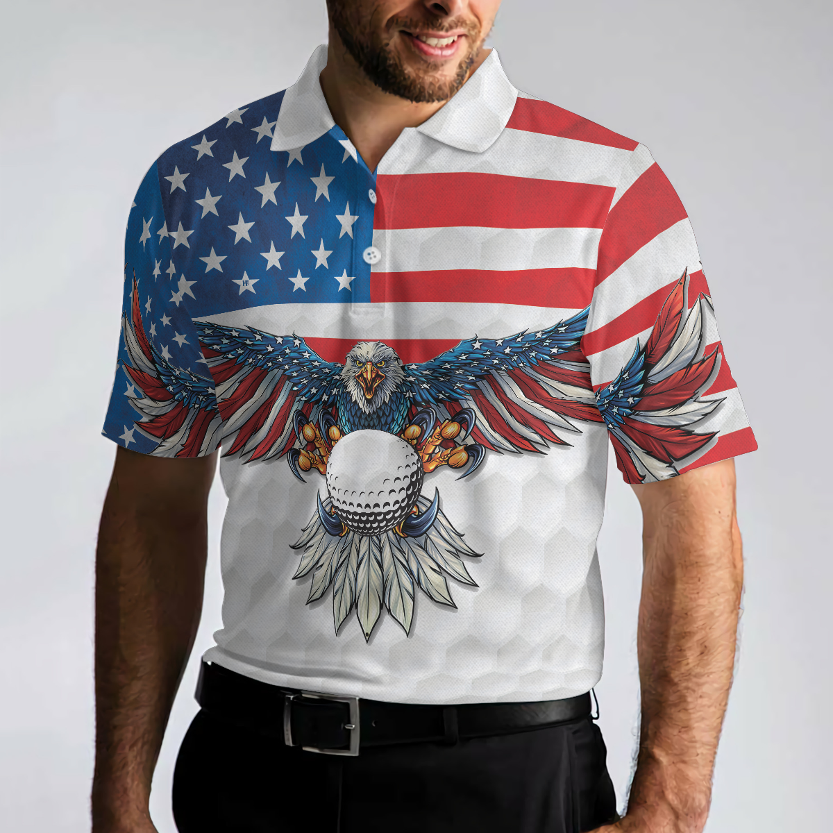 Golf American Flag Eagle Polo Shirt - Hyperfavor