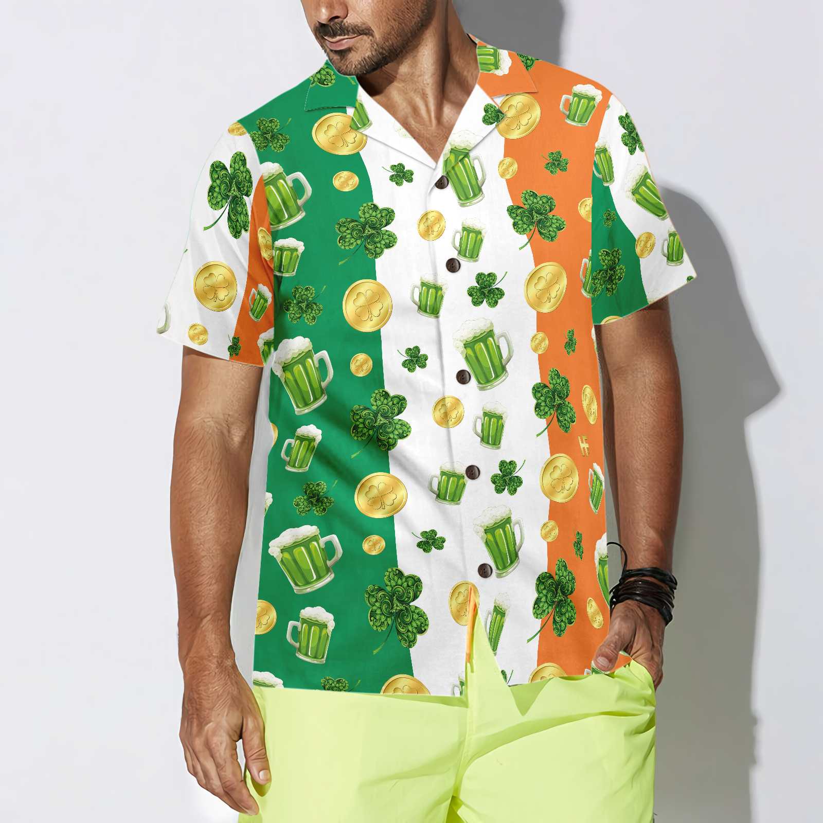 Beer Shamrock And Coin St Patrick's Day Hawaiian Shirt - Hyperfavor