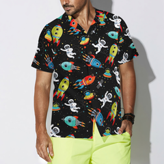 Outer Space Astronaut Cute Hawaiian Shirt - Hyperfavor