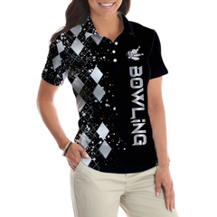 Silver Bowling Short Sleeve Women Polo Shirt, Female Bowling Polo Shirt, Bowling Gift For Female Players - Hyperfavor