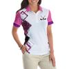 Classic Golf Lady White And Pink Golf Short Sleeve Women Polo Shirt, Golf Shirt For Girls - Hyperfavor