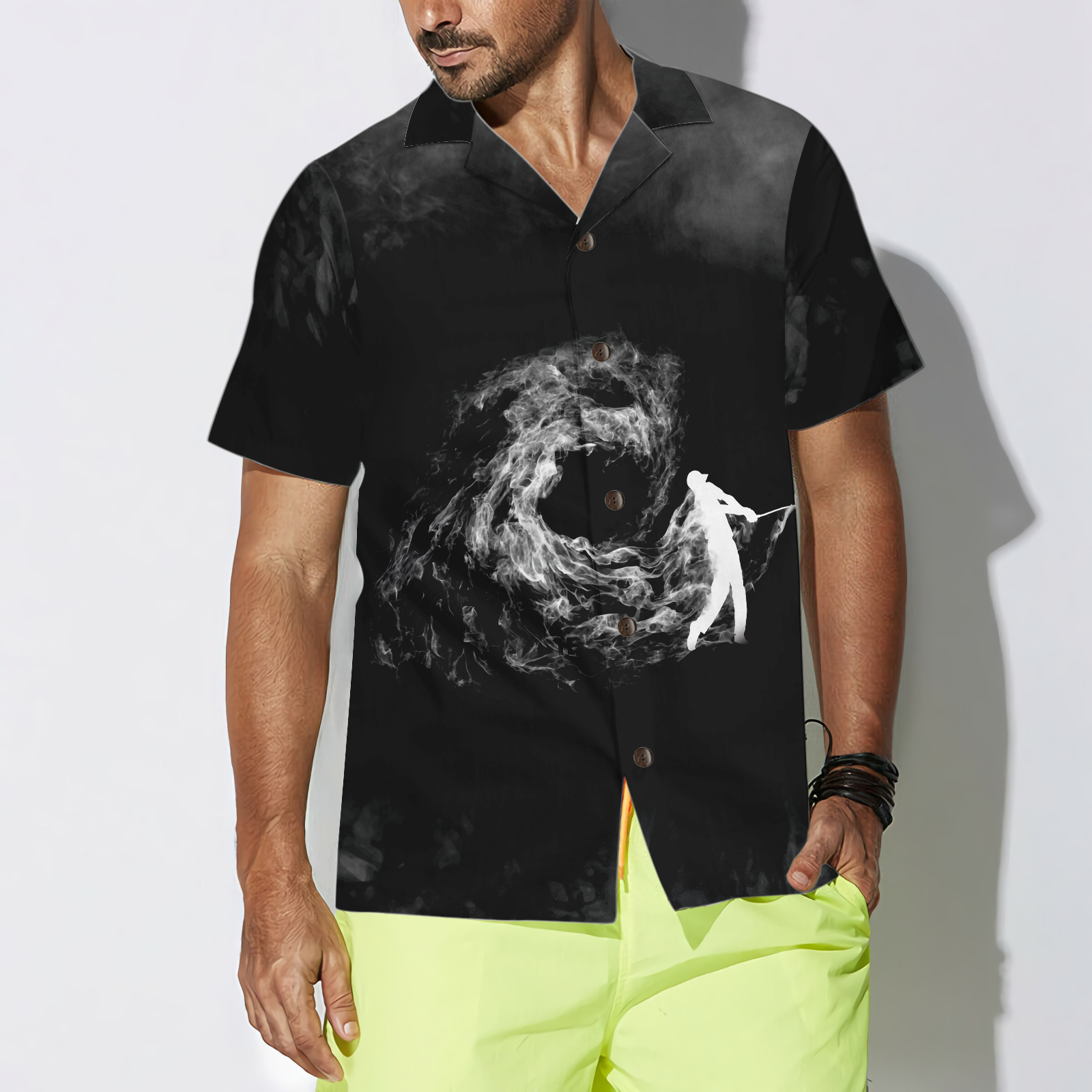 Golfer On Smoke Background Hawaiian Shirt - Hyperfavor