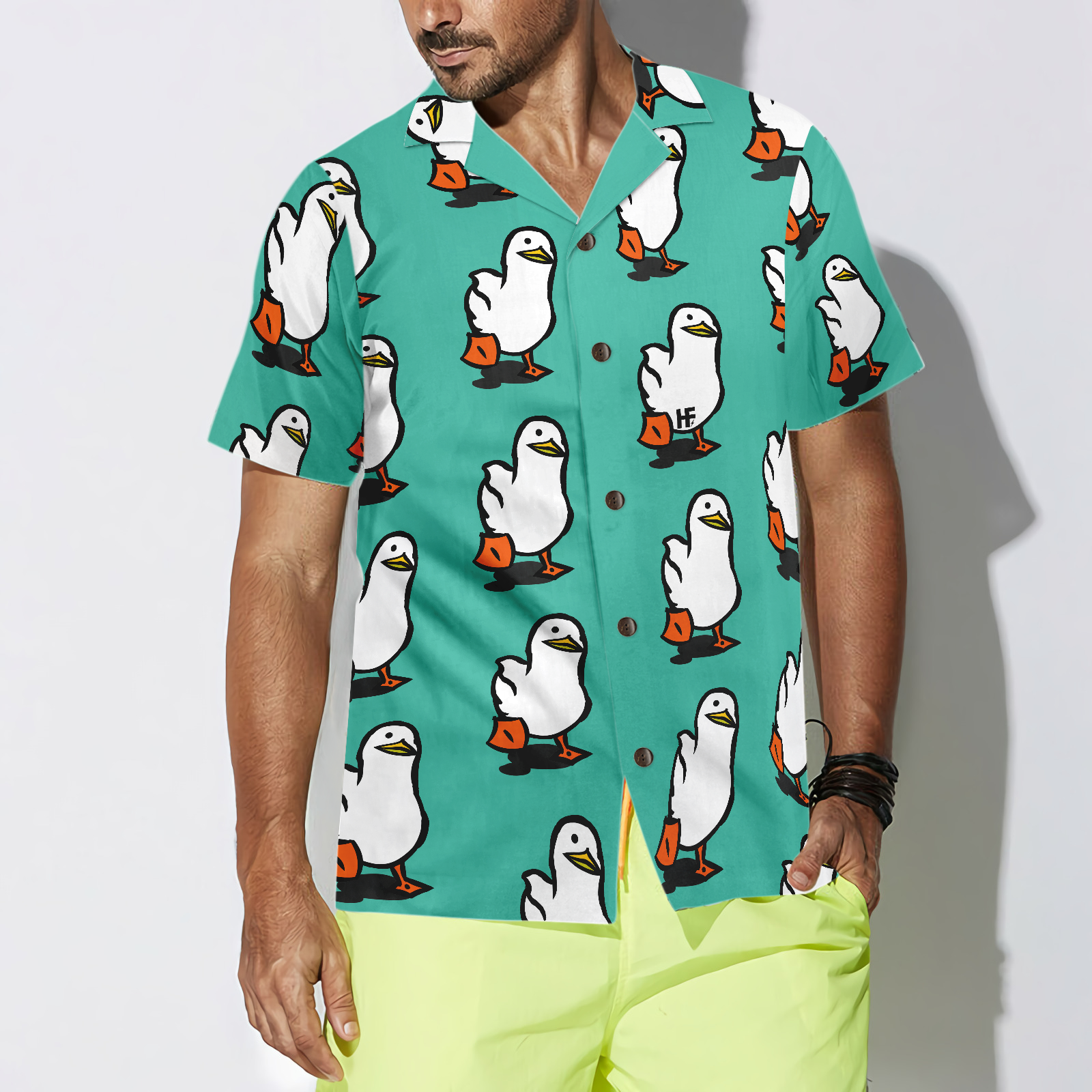 Ducks In Tiffany Blue Hawaiian Shirt - Hyperfavor