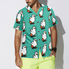 Ducks In Tiffany Blue Hawaiian Shirt - Hyperfavor