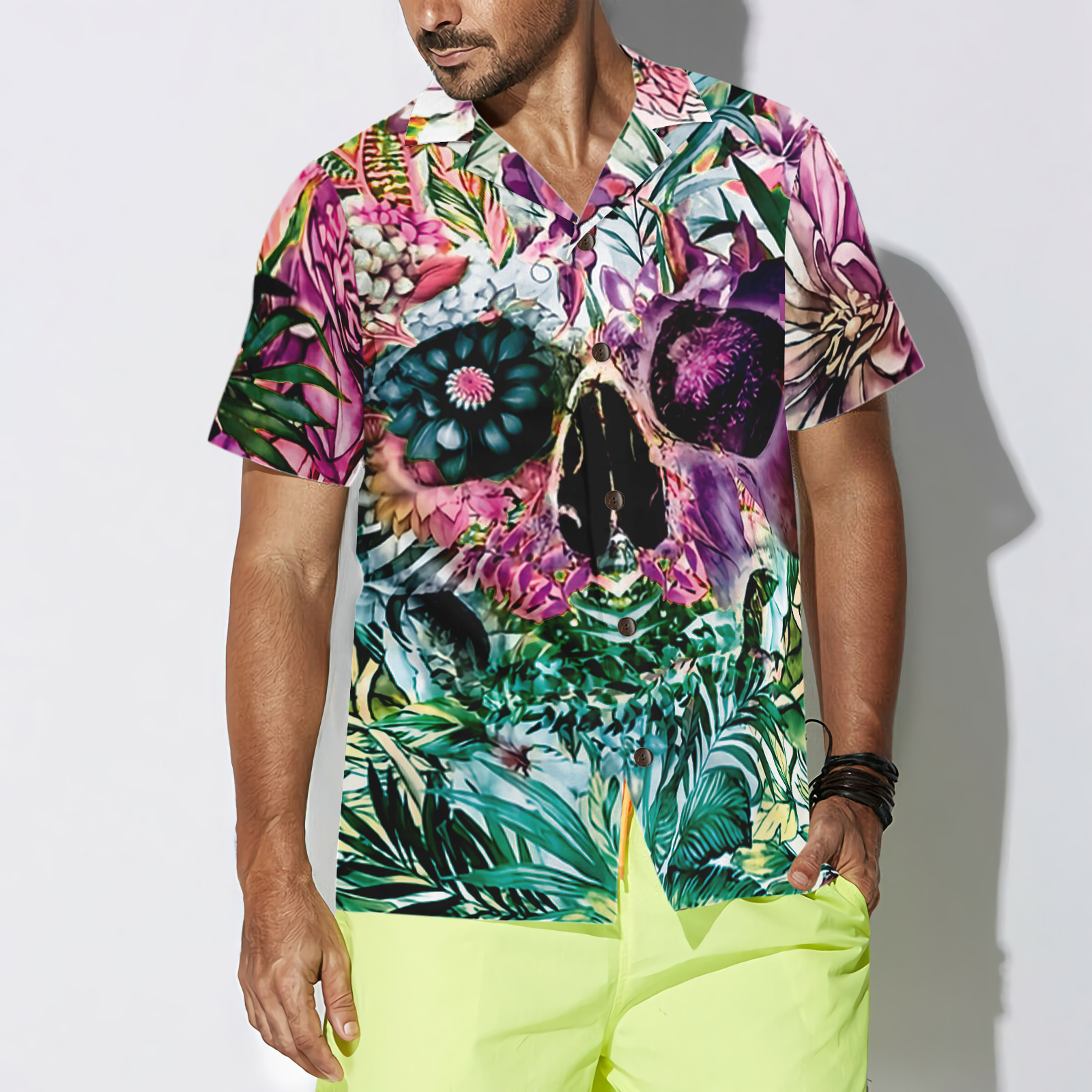 Summer Tropical Skull Pattern Hawaiian Shirt - Hyperfavor