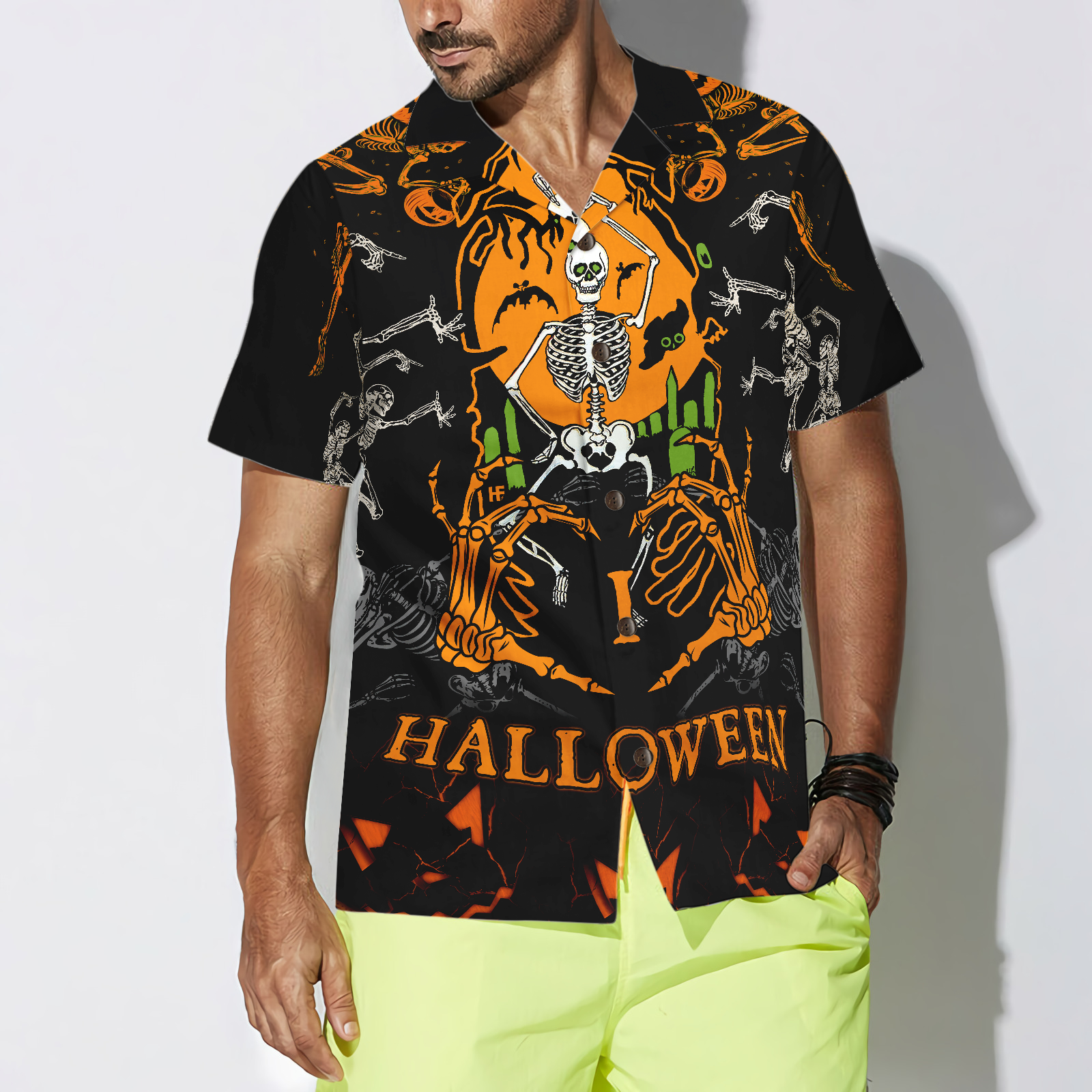 Skeleton Dances In The Darkness Hawaiian Shirt - Hyperfavor