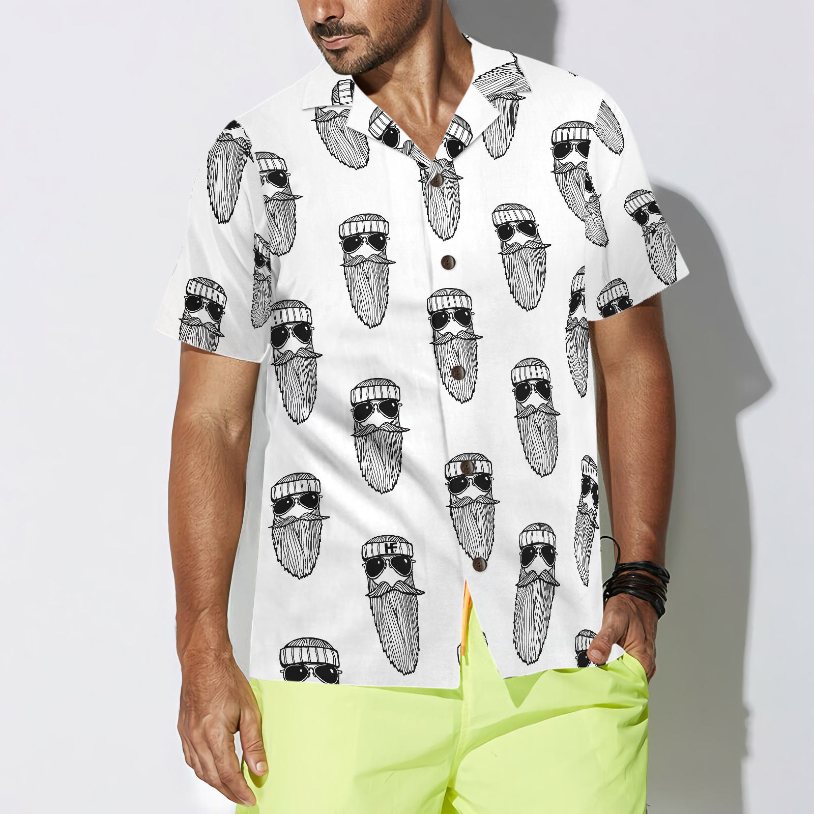 Beard Seamless Pattern Hawaiian Shirt - Hyperfavor