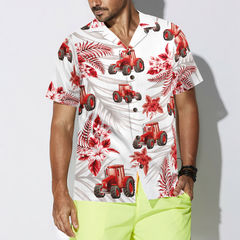 Tropical Red Tractor Hawaiian Shirt - Hyperfavor