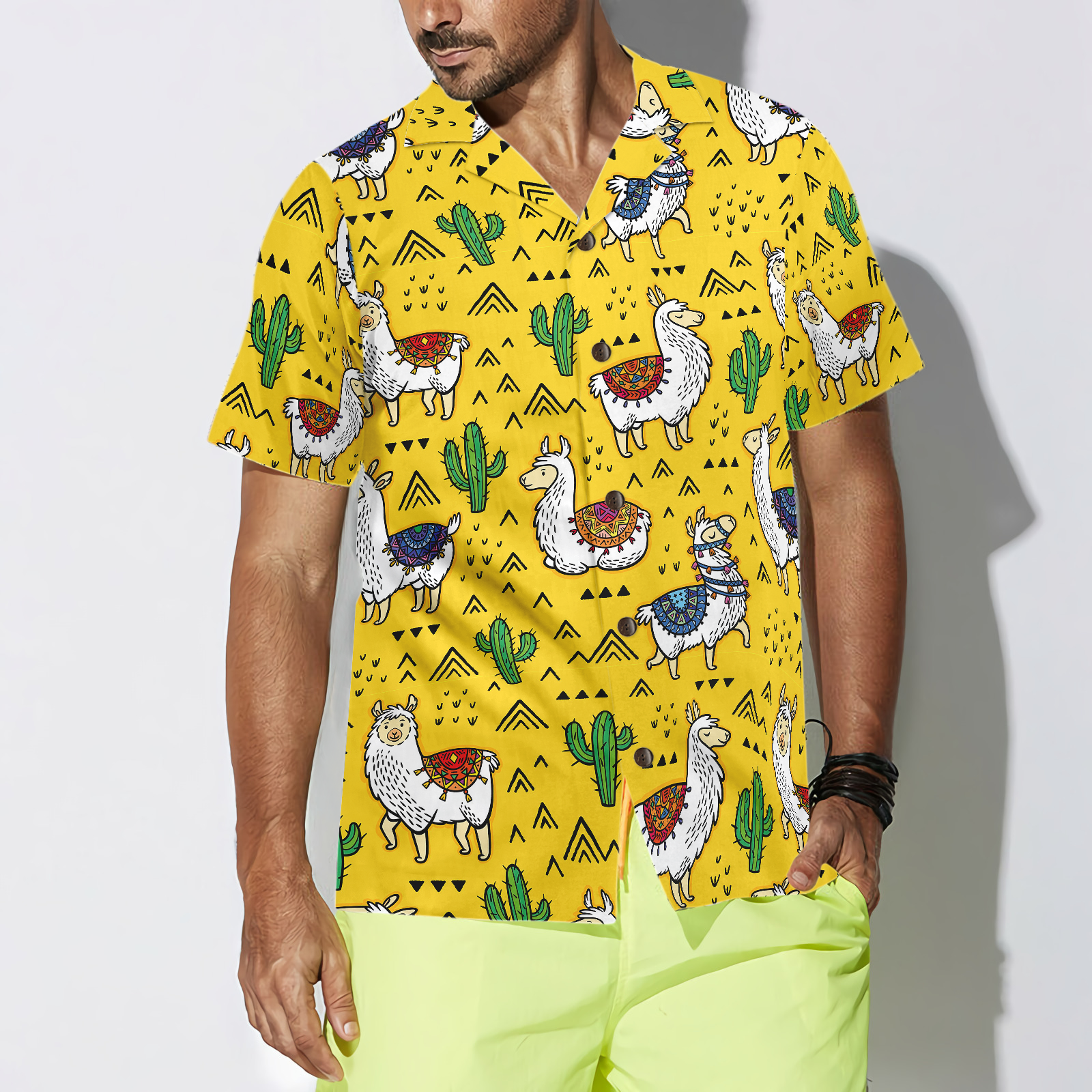 Llamas Cactuses Hawaiian Shirt - Hyperfavor