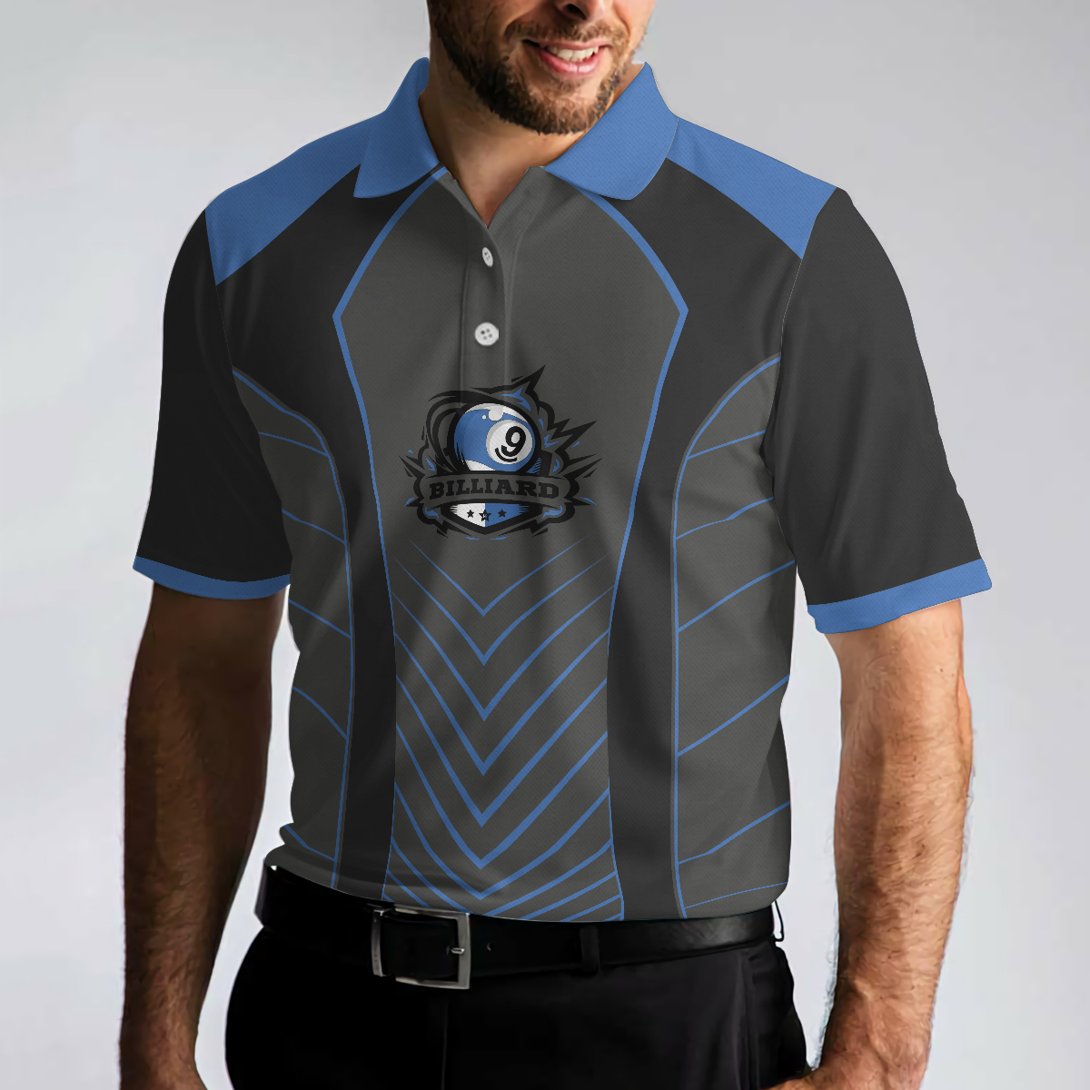 Just The Tip Polo Shirt, Cool Black And Blue Billiards Polo Shirt For Men, Top Mens Billiards Shirt, Billiards Gift Idea - Hyperfavor