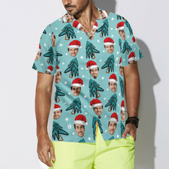 Funny Custom Face Christmas Tree Custom Hawaiian Shirt - Hyperfavor