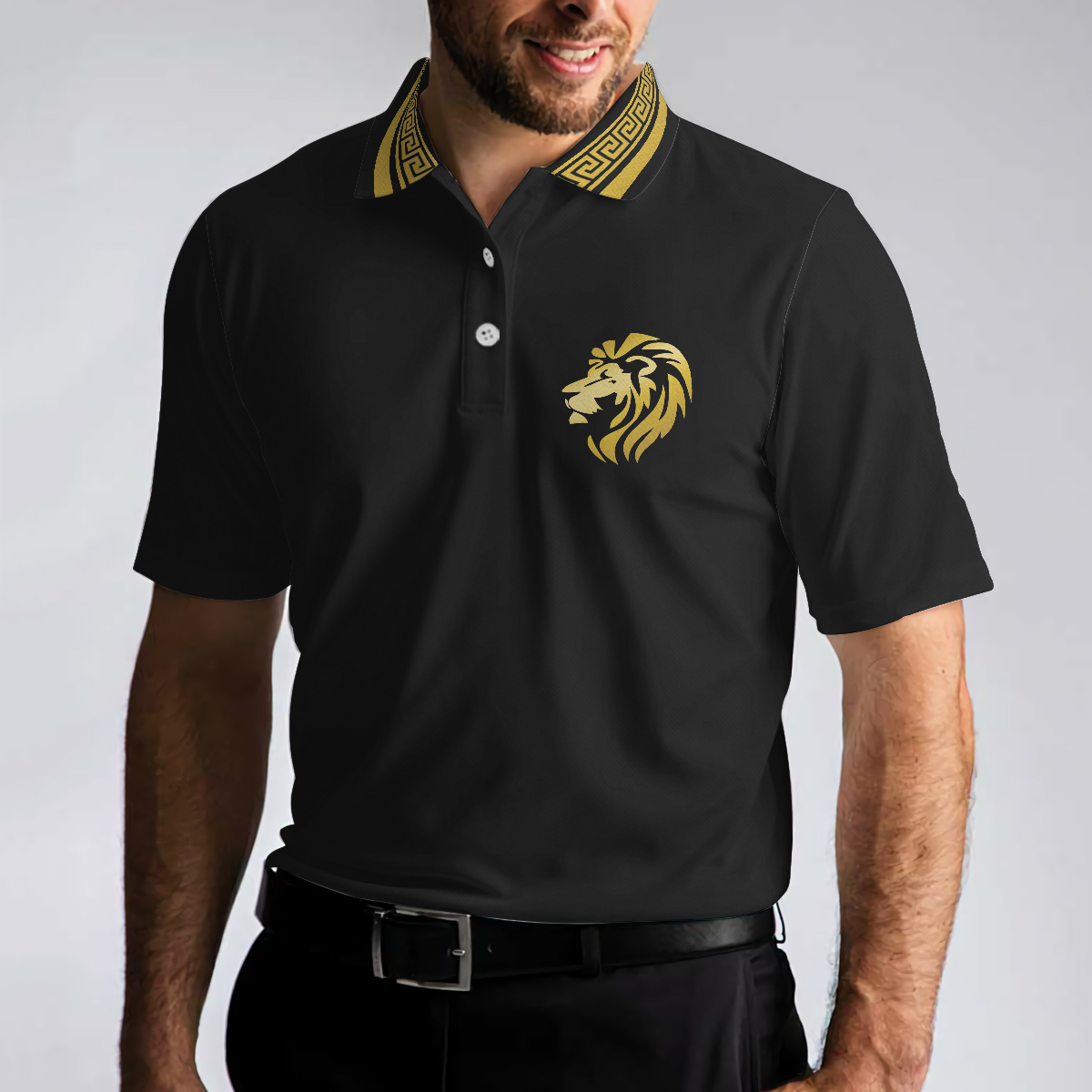 Golf Crusader King Polo Shirt For Golf, Luxury Baroque Pattern Lion Polo Shirt, Best Golf Shirt For Men - Hyperfavor