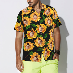 Funny Custom Face Sunflower 01 Custom Hawaiian Shirt - Hyperfavor