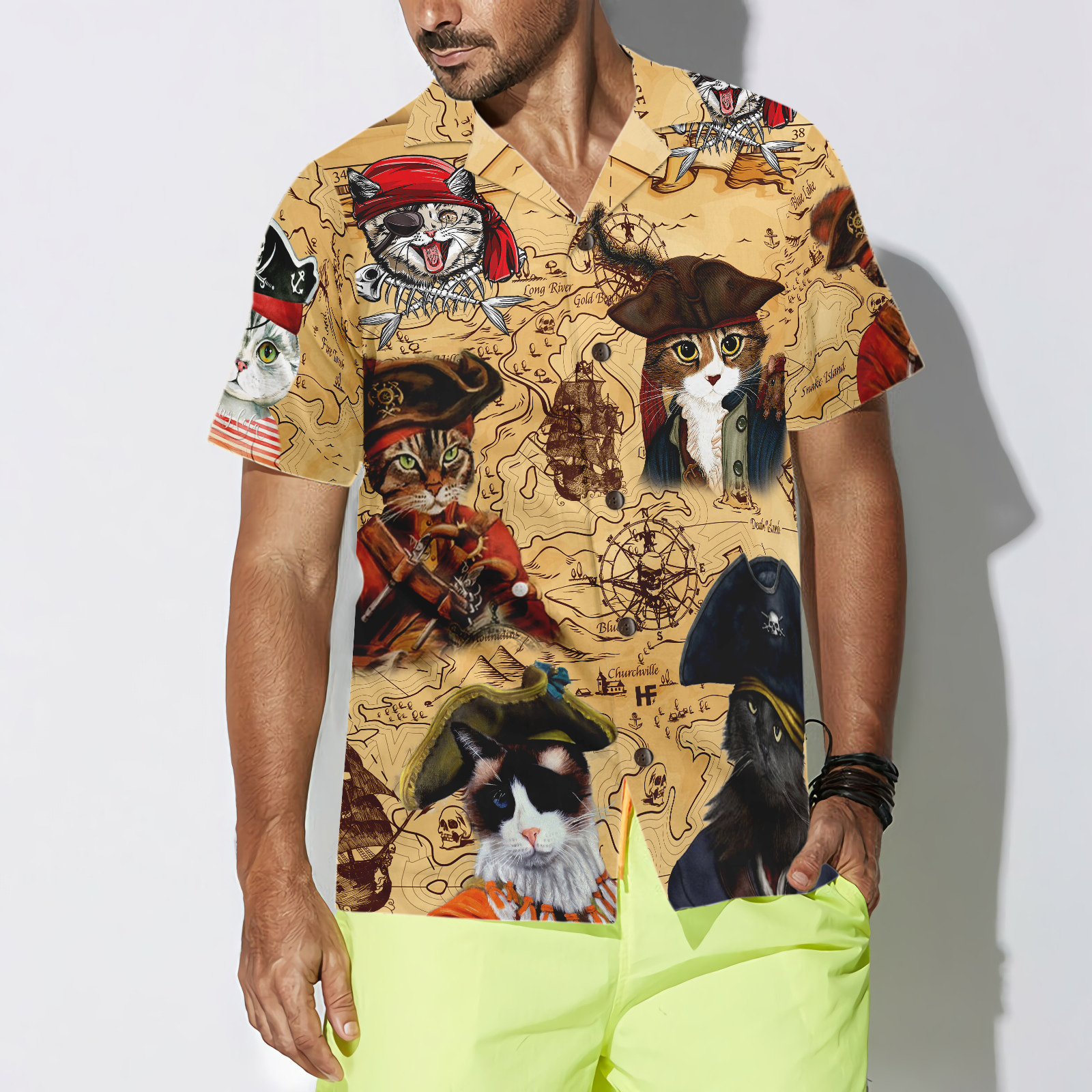 Pirate Cat Hawaiian Shirt - Hyperfavor