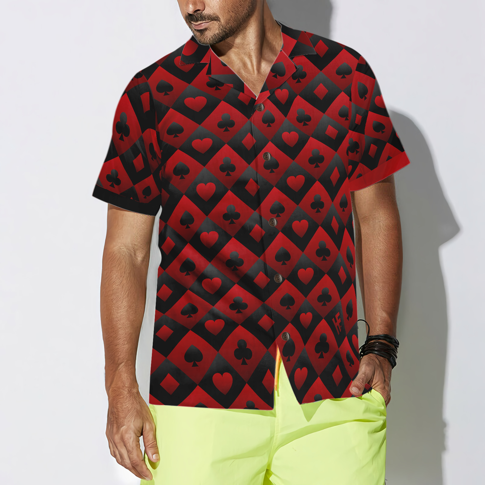 Casino Black And Red Pattern Hawaiian Shirt - Hyperfavor