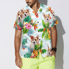 Tropical Flower With Corgi Hawaiian Shirt - Hyperfavor