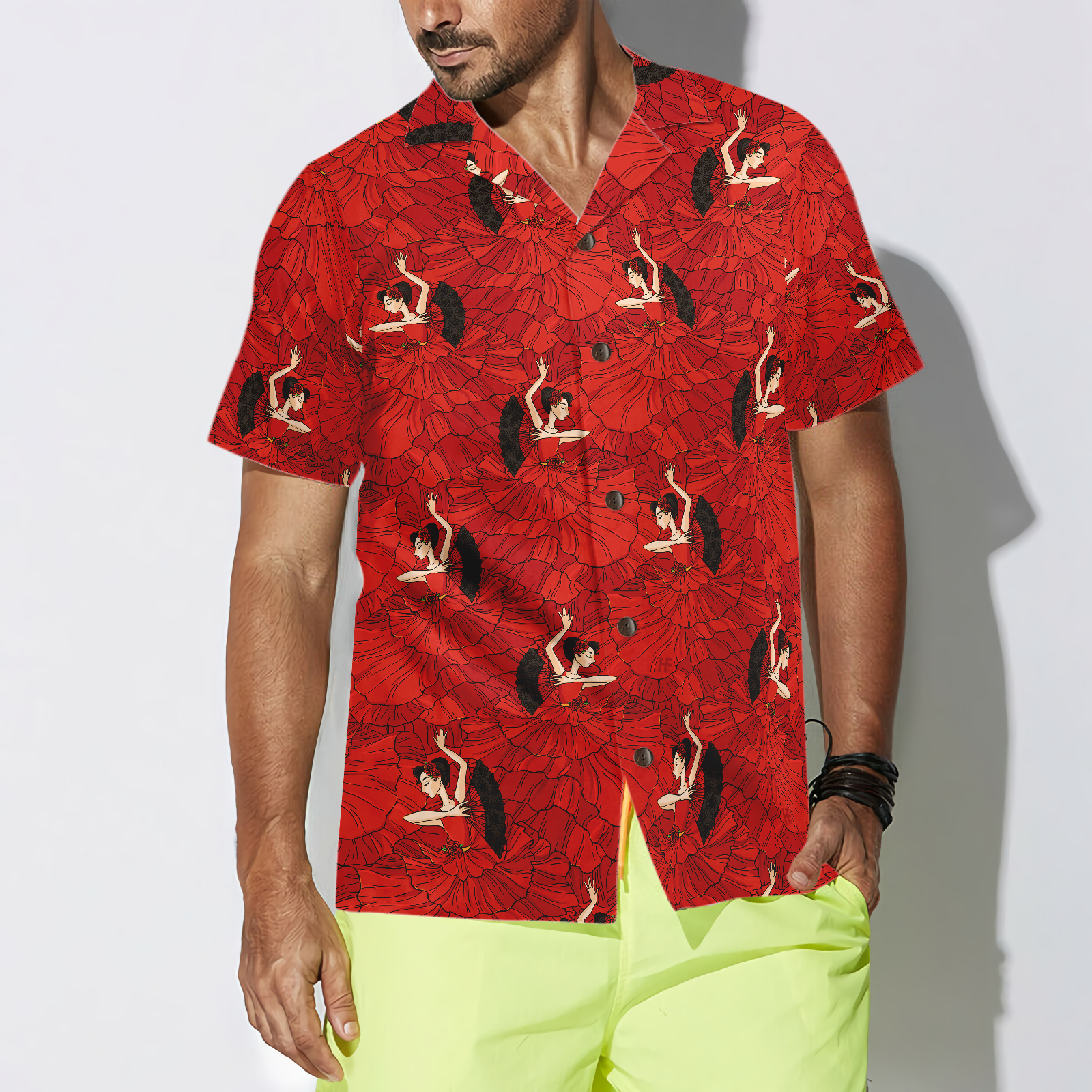 Flamenco Seamless Pattern Hawaiian Shirt - Hyperfavor