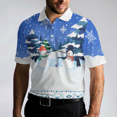 Christmas Golf Polo Shirts- Mens Golf Polo Shirts Short Sleeve- Funny Snowman Pattern Shirt Dry Fit- Christmas Shirt Idea Gift For Men - Hyperfavor