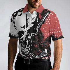 Blade Mens Golf Red Short Sleeve Golf Polo Shirt, Skull Polo Shirt, Best Golf Shirt For Men - Hyperfavor