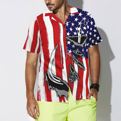 Fish Hook American Flag Hawaiian Shirt - Hyperfavor