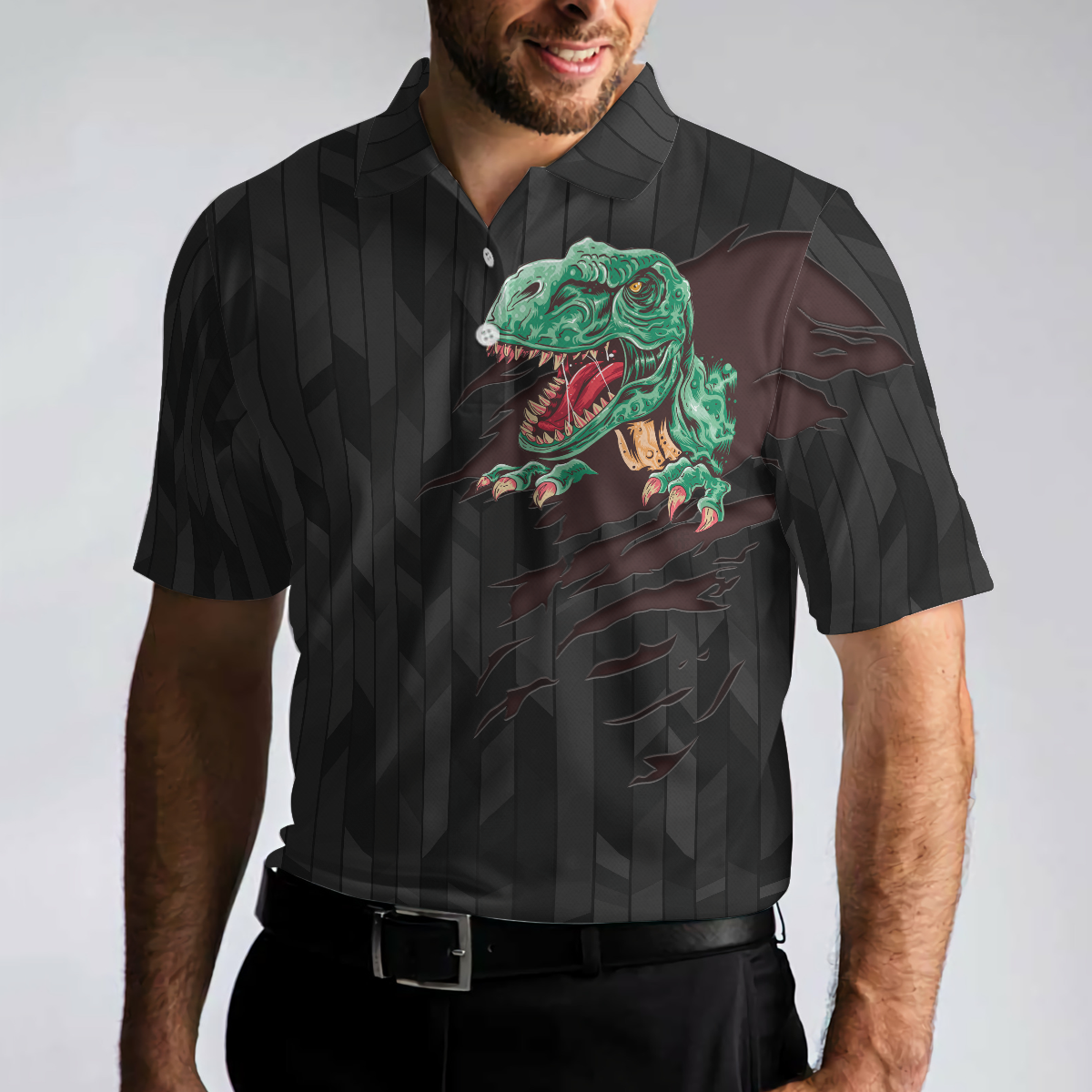 Poolasaurus Polo shirt, Black Billiards Shirt Design For Billiards Lovers, Cool Dinasour Polo Shirt - Hyperfavor