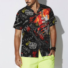 Burned Electric Guitar Hawaiian Shirt - Hyperfavor