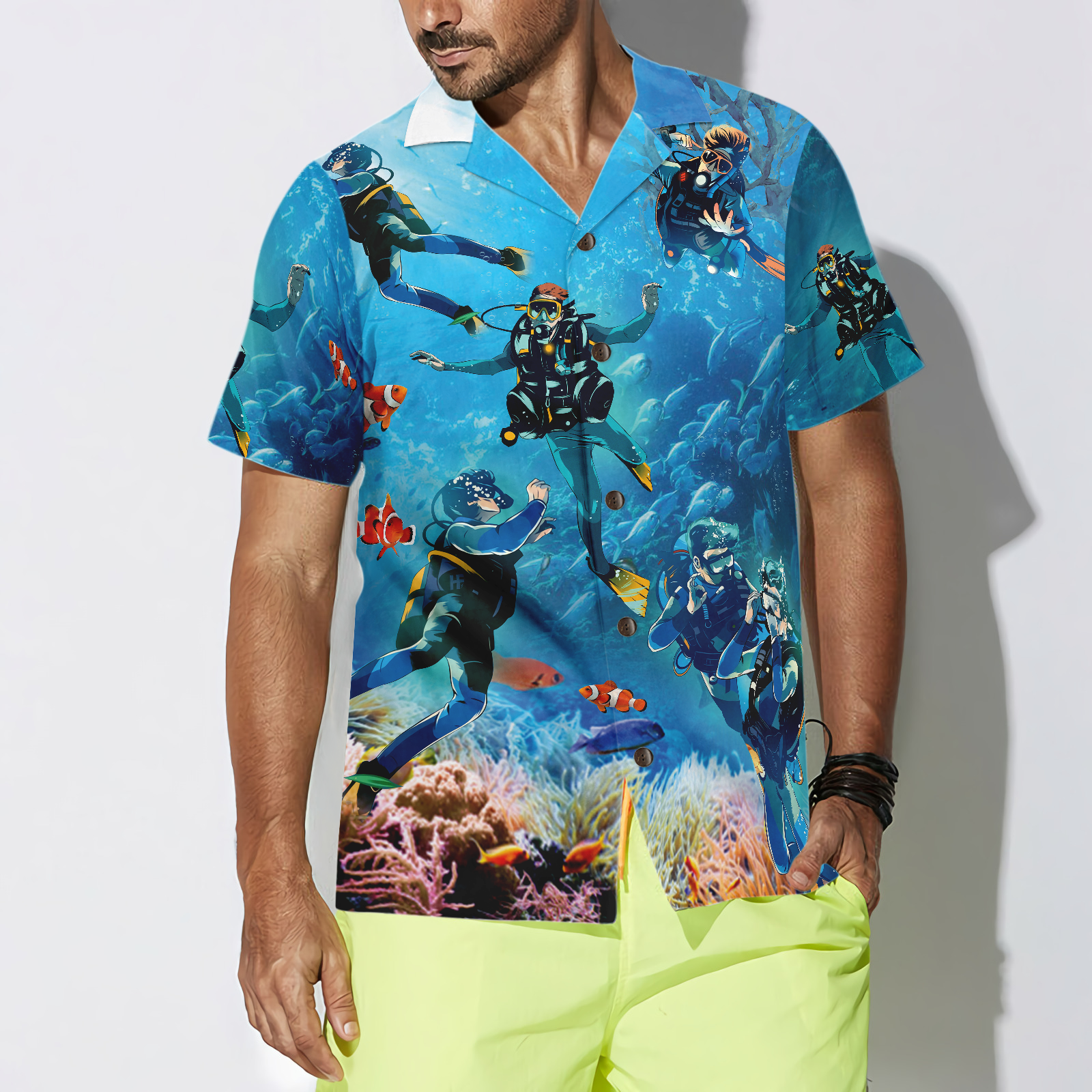 Under The Sea Scuba Diving Hawaiian Shirt - Hyperfavor