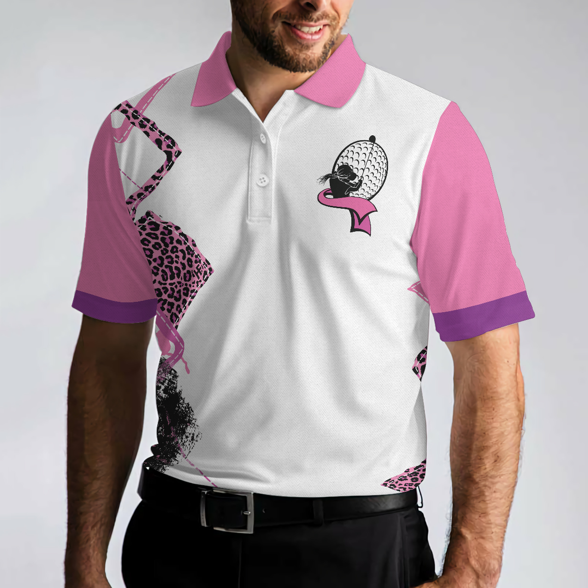 This Girl's Got Drive Women Short Sleeve Polo Shirt, Pink Leopard Golf Shirt For Female Golfers, Best Golf Gift Idea - Hyperfavor