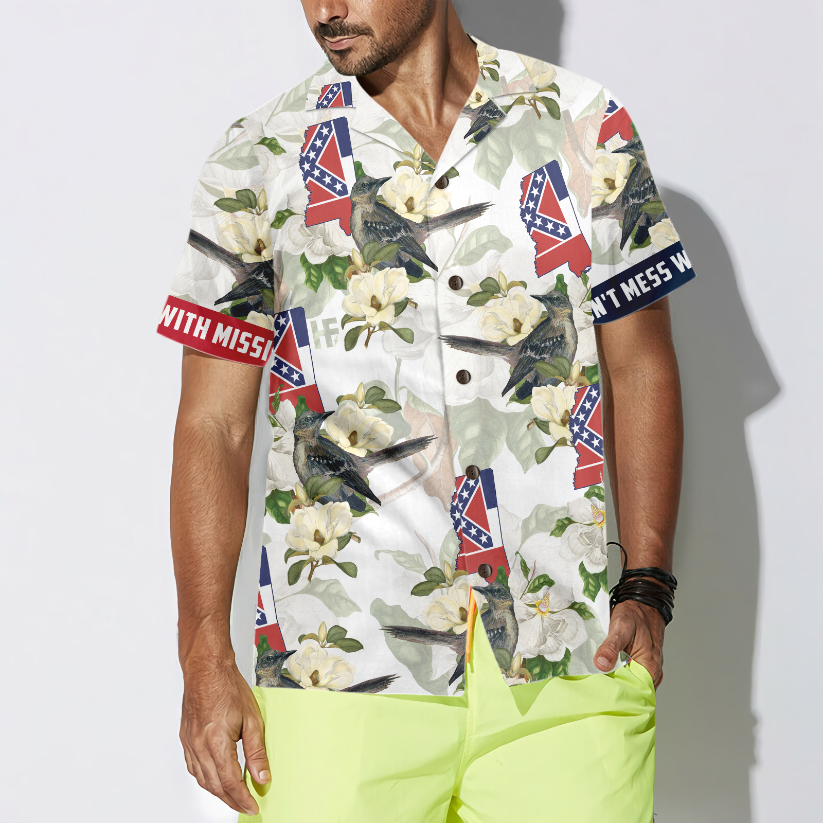 Mississippi Mockingbird And Magnolia Hawaiian Shirt - Hyperfavor