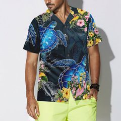 Floral Sea Turtle Hawaiian Shirt - Hyperfavor