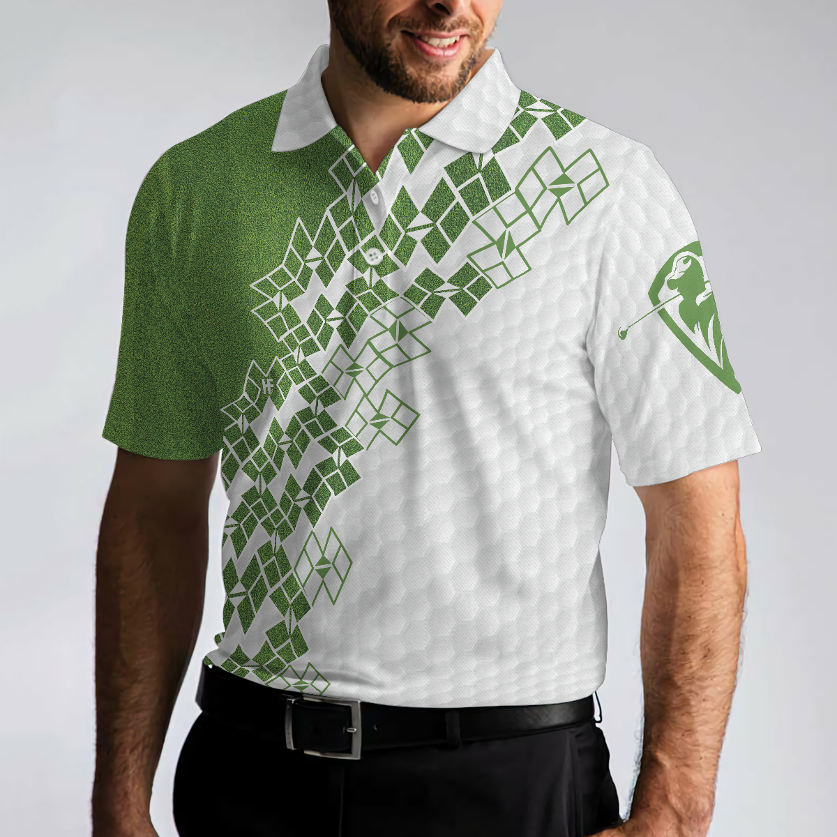 Elegant Golf In Green Golf Polo Shirt, White And Green Golf Shirt For Men, Unique Gift For Golfers - Hyperfavor