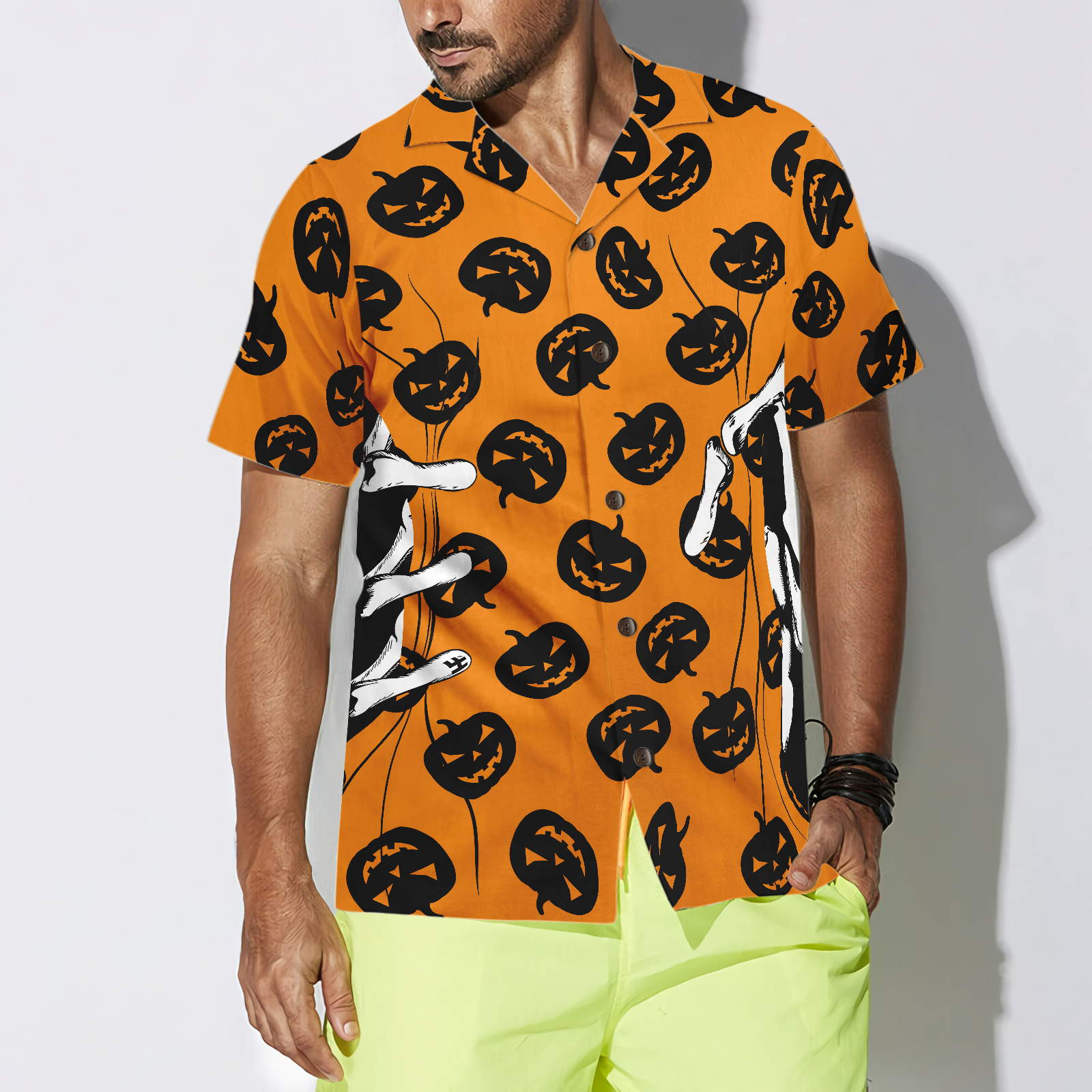 Halloween Skeleton Hand Hawaiian Shirt - Hyperfavor