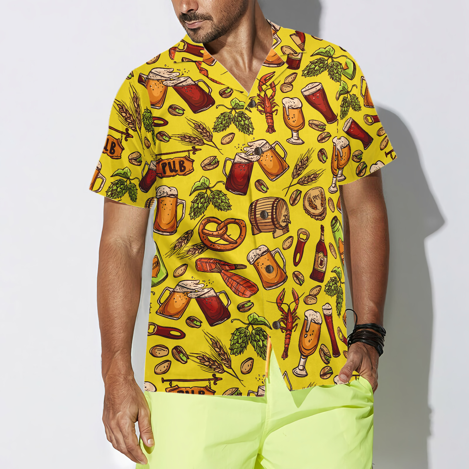 Beer Yellow Hawaiian Shirt Hawaiian Shirt - Hyperfavor