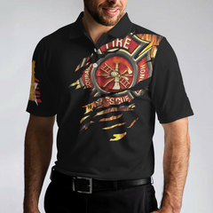 American Firefighter Polo Shirt, Black Firefighter Shirt For Men, Cool Gift For Firefighters - Hyperfavor