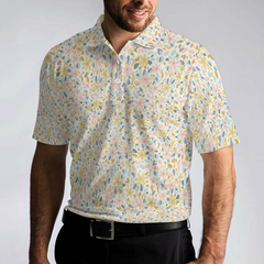 Crayon Flowers Pattern Polo Shirt For Men - Hyperfavor