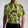 Golf Camo Light Green Pattern Golf Polo Shirt, Yellow Silhouette Golfing Polo Shirt, Camouflage Golf Shirt For Men - Hyperfavor