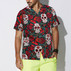 Sugar Skulls And Roses Hawaiian Shirt - Hyperfavor