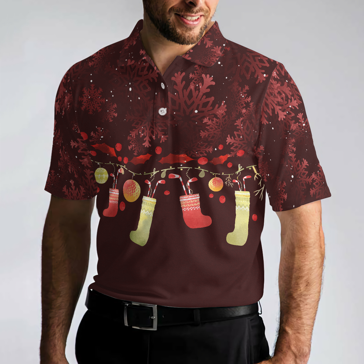 Christmas Golf Polo Shirts- Mens Golf Polo Shirts Short Sleeve- Red Ch Hyperfavor Christmas Golf Polo Shirts- Mens Golf Polo Shirts Short Sleeve- Red Ch Hyperfavor