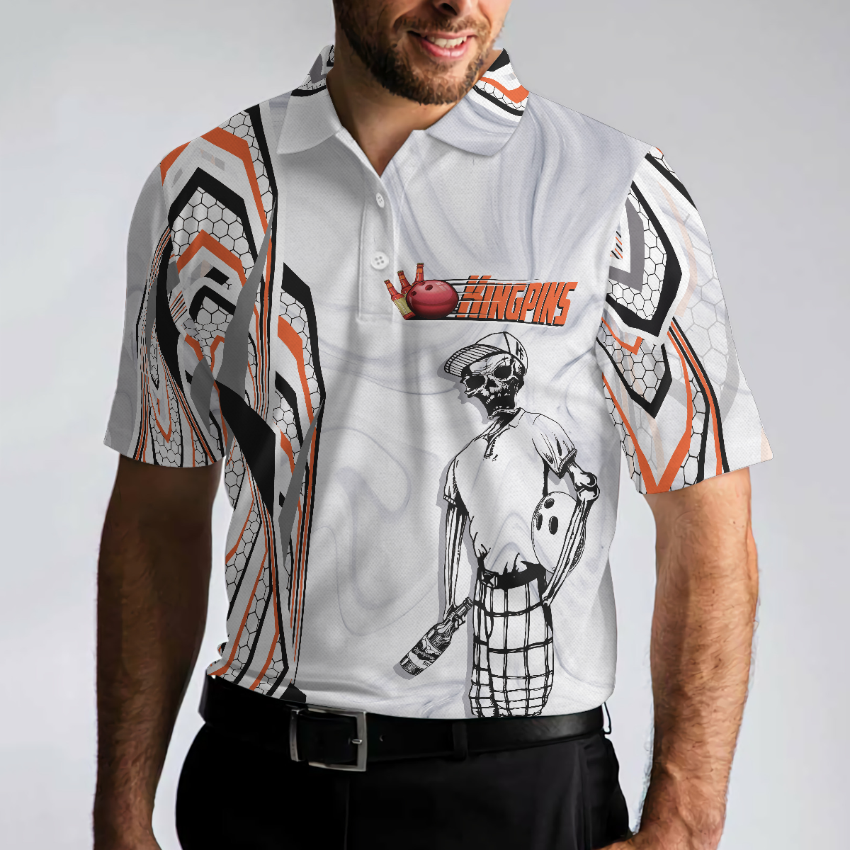 My Drinking Team Has A Bowling Problem Polo Shirt, Skeleton Bowling Player Polo Shirt, Funny Bowling Shirt For Men - Hyperfavor