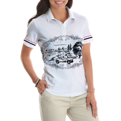 Golf Course Sketch Golf Short Sleeve Women Polo Shirt, Golf Shirt For Ladies, Gift For Female Golfers - Hyperfavor