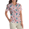 Pink And Elegant Seamless Pattern Golf Short Sleeve Women Polo Shirt - Hyperfavor
