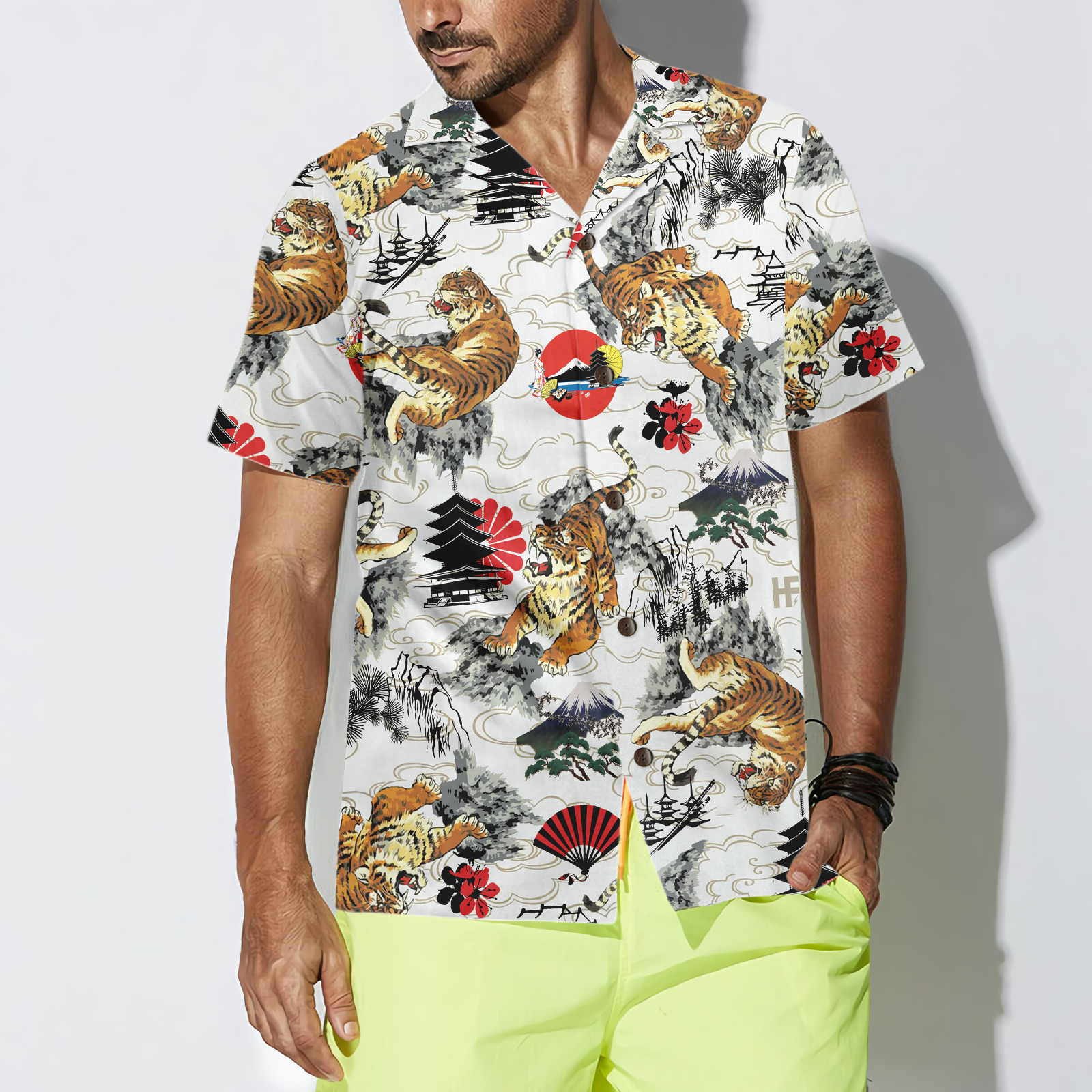 Japanese Tiger Tattoo Shirt For Men Hawaiian Shirt - Hyperfavor